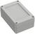 Rectangular, grey plastic enclosure with rounded corners and screws at the corners. Suitable for electronic housings.