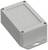 Rectangular grey enclosure with screws at the corners, suitable for electronics, with mounting holes for wall installation.