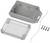 Grey plastic enclosure with transparent lid, cable entry point, and four mounting screws.