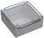 Grey plastic electronic enclosure with a transparent lid, rectangular in shape, for protecting electronic components.