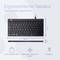 Ergonomic keyboard, Model RGOCODEWDBL, QWERTZ layout (DE), Dimensions: 285 mm x 139 mm x 9 mm, lightweight, ultra-thin aluminium frame.