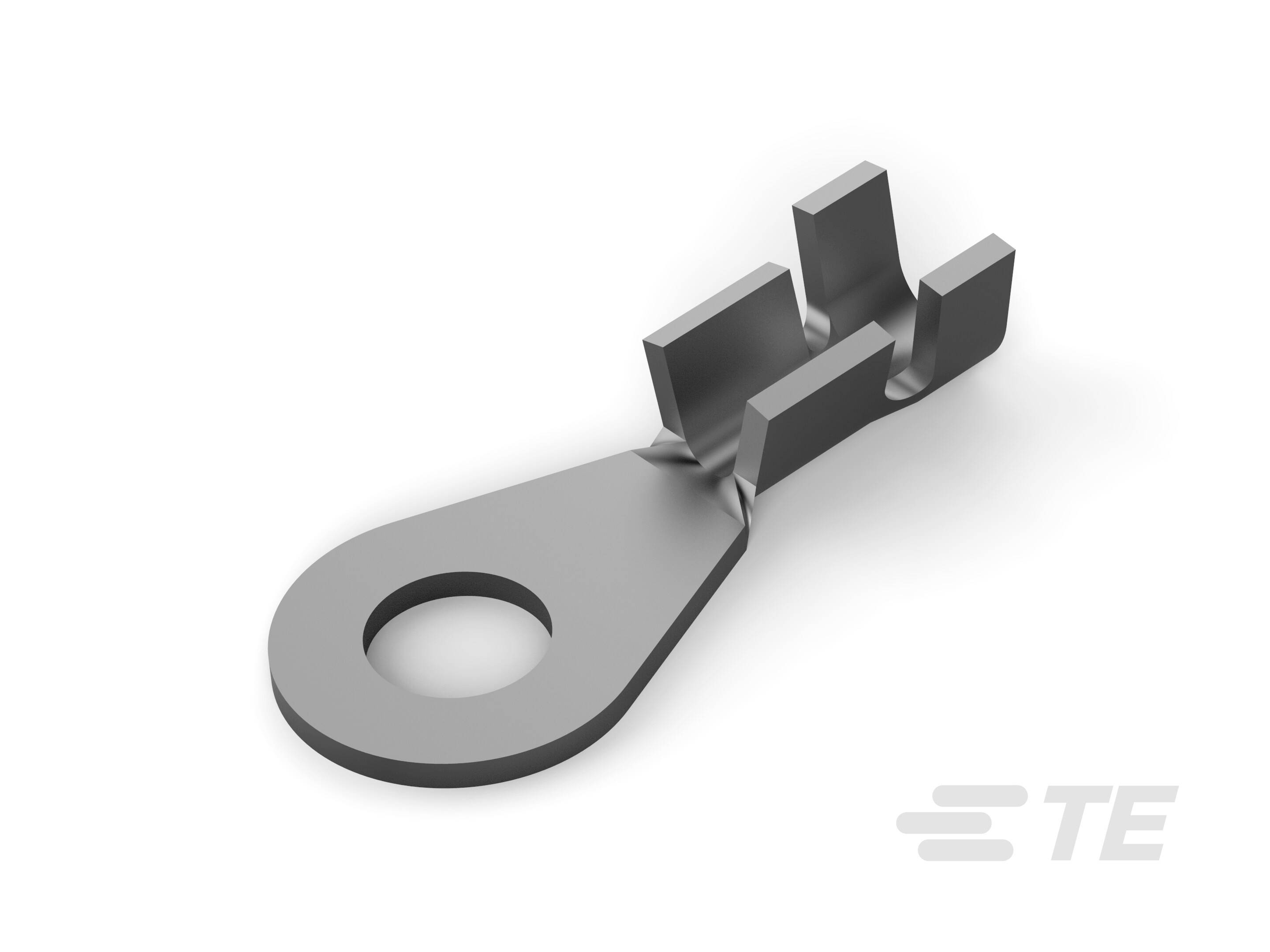 Metal cable lug with rectangular lugs used for electrical connections. Square lugs for cable fastening.