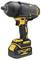Cordless impact driver in yellow and black, side view. DeWalt logo visible. Device for construction work, with 18V and 5.0 Ah power capacity.