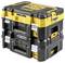 Two stacked tool boxes in black and yellow with silver-coloured latches.
