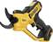 A yellow, cordless electrical tool with the inscription '18V' and 'DEWALT', likely an electric pruning shears.