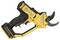 Electric pruning shears in a yellow and black design, suitable for precise cutting in gardening.
