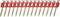A set of sixteen interconnected nails with a red plastic strip for pneumatic or nail guns.