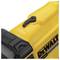 Yellow and black electrical power tool with 'DEWALT' printed on it. Focus on part of the housing and switch at the top.