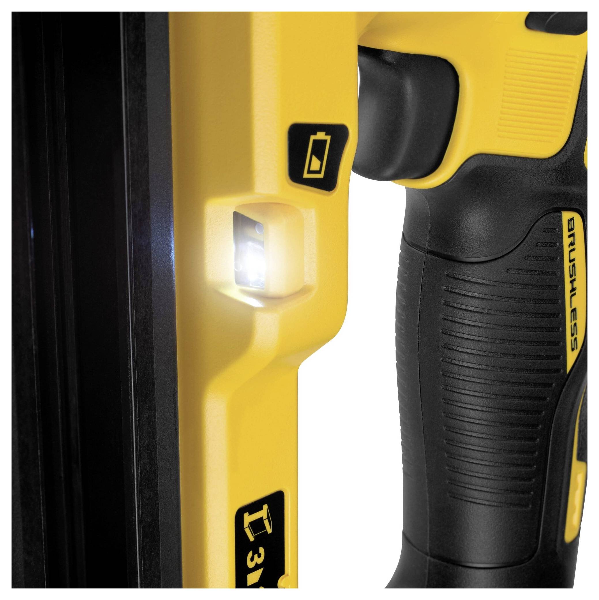 A yellow, battery-powered electric tool with LED light and ergonomic handle, suitable for precise work when doing DIY.