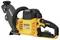 DeWalt hand-held circular saw in yellow and black, 54V brushless model, suitable for demanding cutting tasks.