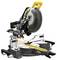 Battery-powered circular saw with a yellow handle and black casing, mounted on a stable base, suitable for precise woodworking.