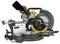 Mitre saw with 60-tooth blade, yellow and black design and ergonomic handle. Suitable for precise wood cutting.