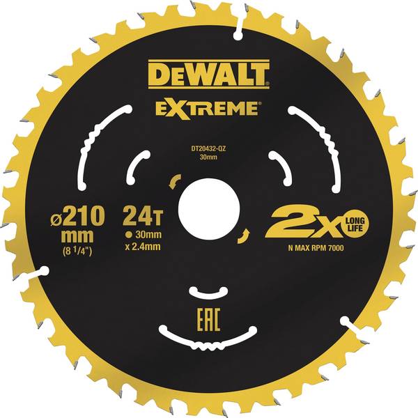 DEWALT DT20432-QZ DT20432-QZ Circular saw blade 210 x 30 x 2.4 mm Number of cogs: 24 1 pc(s)