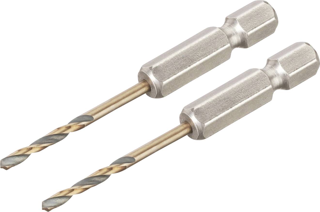 Two metal drill bits with spiral tips, suitable for precise drilling in materials such as wood and metal.
