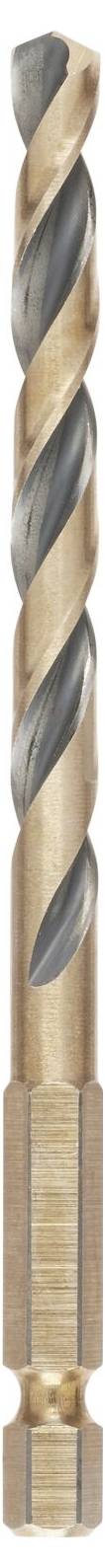 Metal drill bit with a spiral cutting edge, suitable for drilling into various metals, showing detailed edge and shaft structure.