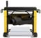 Electric planer with black and yellow casing, large inlet and outlet, for woodworking.