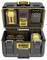 A case with multiple DEWALT chargers and batteries, labelled 'Toughsystem 2.0' and '18V Charger', open to display its contents.