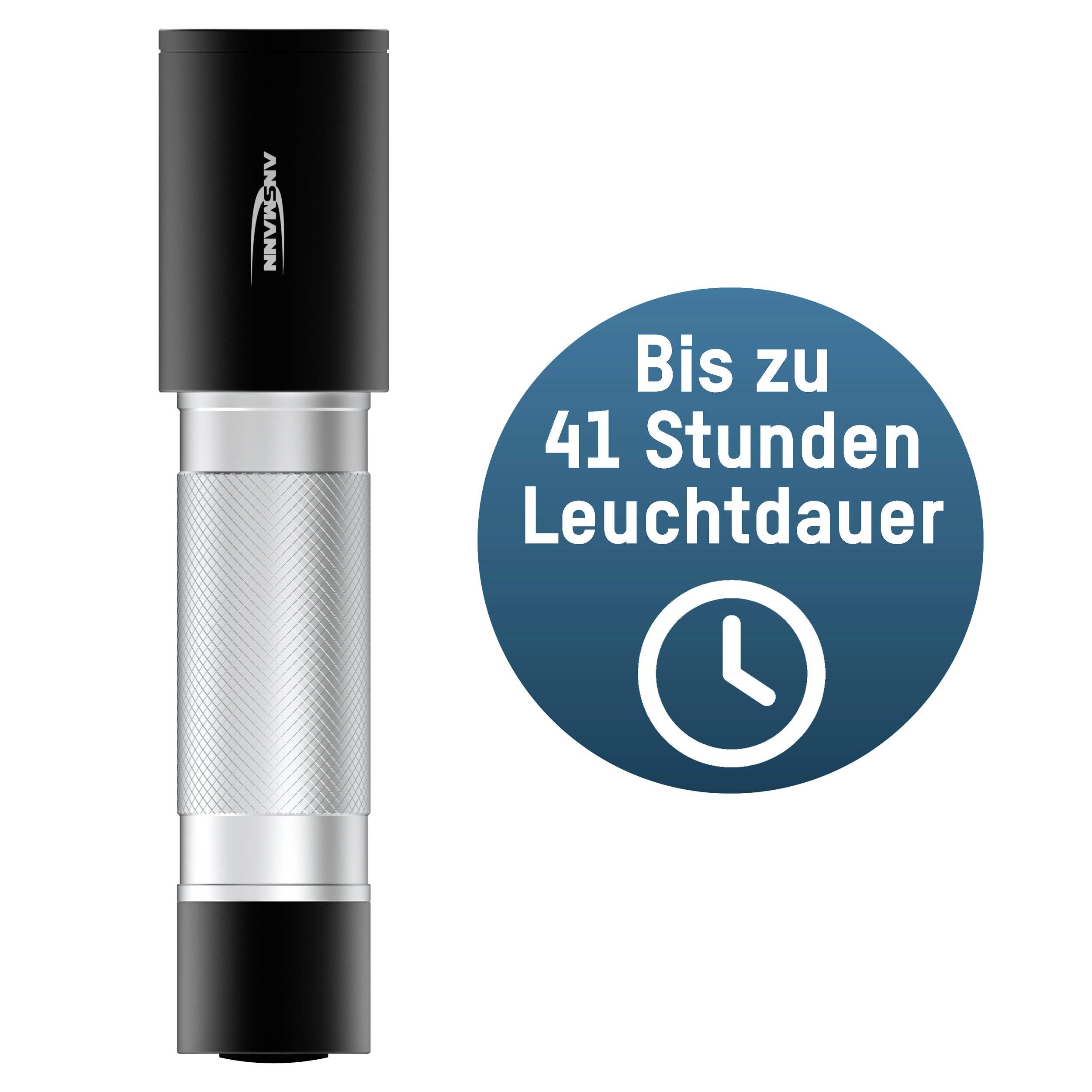 Torch with note 'Up to 41 hours of battery life' and clock symbol.