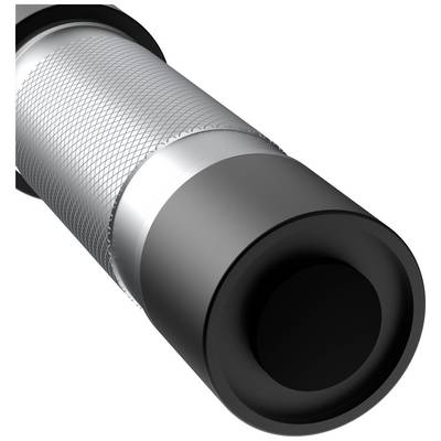 A stylised cylindrical object with a patterned silver section and a black end piece, possibly a handle or tool.