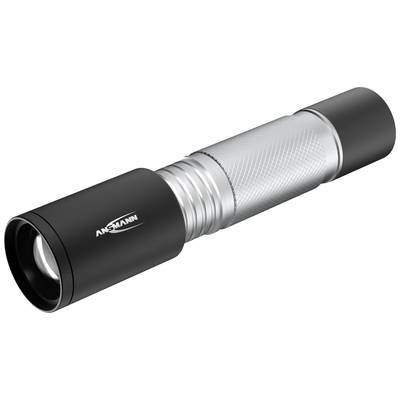 Torch with a silver handle and black head. It has a simple, modern design and the 'Ansmann' logo on the head.