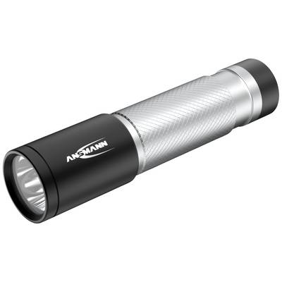 Torch with a silver, non-slip grip and black head.
