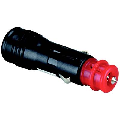 A black and red cigarette lighter socket, commonly used to charge electronic devices in vehicles.