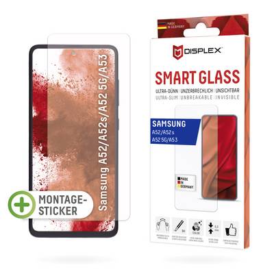 'DISPLEX' Tempered Glass Screen Protector for Samsung A52/A52s, ultra-thin, invisible, shatterproof. Includes Smart Sticker. Made in Germany.
