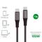 Charging cable with two connectors, suitable for smartphones, tablets, and laptops. Recommended for chargers up to 100W, length 1.5m.