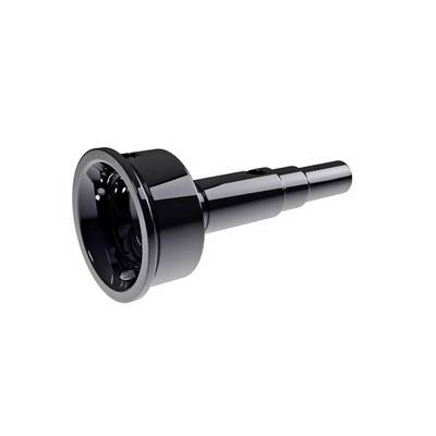 Glossy black machine component in a cylindrical form with multiple stages and rings, potentially part of a mechanical device.