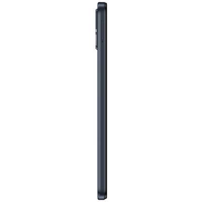 A black mobile phone from the side. The rear camera is slightly visible.