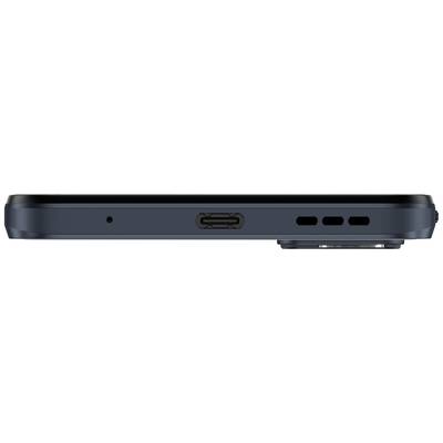 A smartphone viewed from below, showing a charging port in the centre and speaker grilles to the right-hand side.
