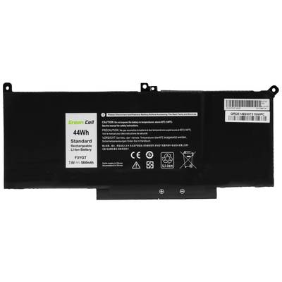 Black Li-Ion battery by Green Cell with 44Wh. Safety instructions and user manual printed in multiple languages.