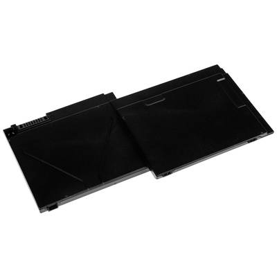 Black laptop battery with a rectangular design and visible contacts on one side.
