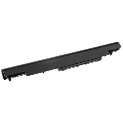 A rectangular, black laptop battery with a smooth surface. Suitable for specific laptop models, showing side and bottom views.