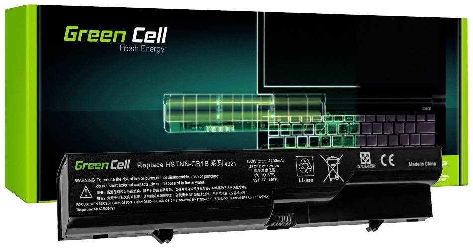 Replacement laptop battery by Green Cell, compatible with HSTNN-DB1B models, designed for 4400mAh and 10.8V.