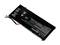 Black laptop battery with warning symbols and safety markings. Multi-coloured cable bundle connected.