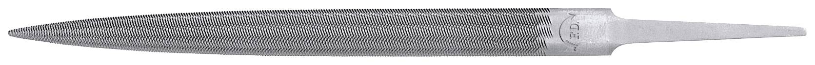 A metal file blade with a tapered shape and ribbed surface, suitable for filing metal surfaces.