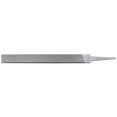 A flat, rectangular metal file with fine grain and a tapered end, often used for precise fine work.