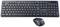 Black wireless keyboard and mouse set on white background. The keyboard displays a standard layout with function keys.