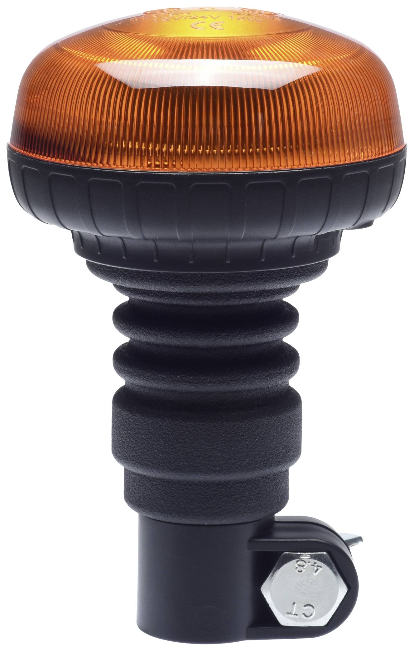 An orange, cordless LED beacon light with a black base, used for warning or signalling purposes.