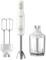 Hand Blender Set with a hand blender, whisk attachments and a transparent mixing container, 700 Watts power, suitable for blending and mixing.