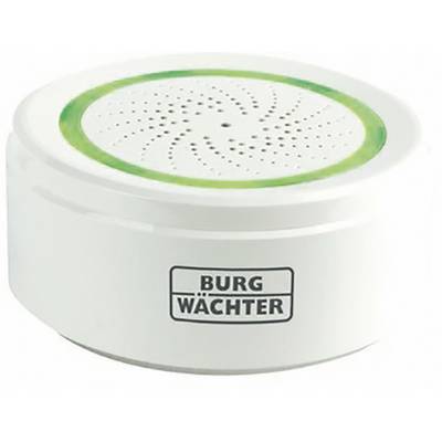 A round, white dehumidifier with a green inner edge and the inscription 'Burg Wächter' on the front.