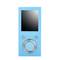 Portable MP3 player in blue with display and control buttons below. Brand name 'Intenso'.