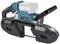 A cordless band saw with a blue-black casing and ergonomic handle, suitable for precise metal cutting.