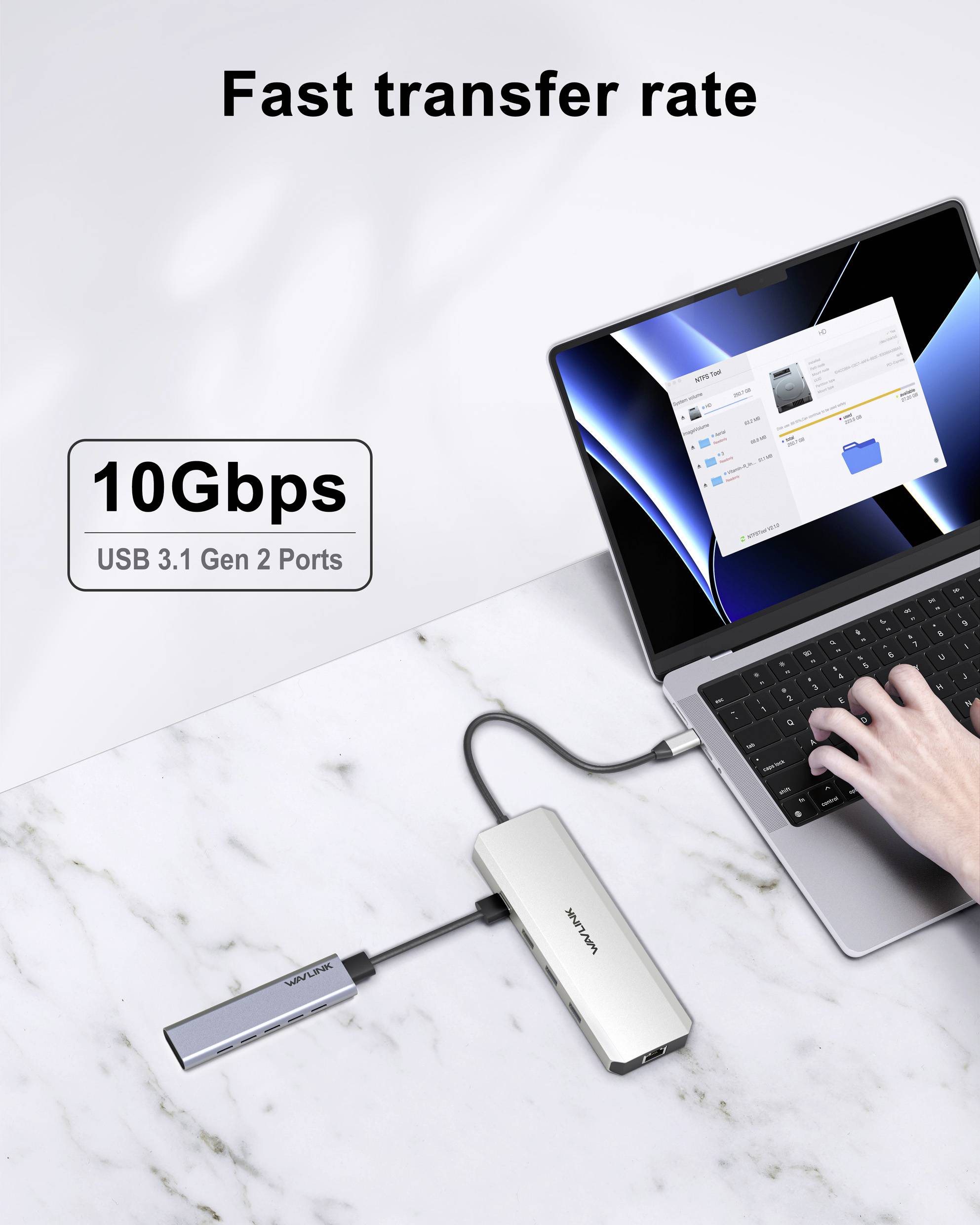 Wavlink USB4® docking station WL-UHP4403 Compatible with (brand): Universal Supports 8K@30 Hz (1x) / 4K@30Hz (2x), USB-C-7