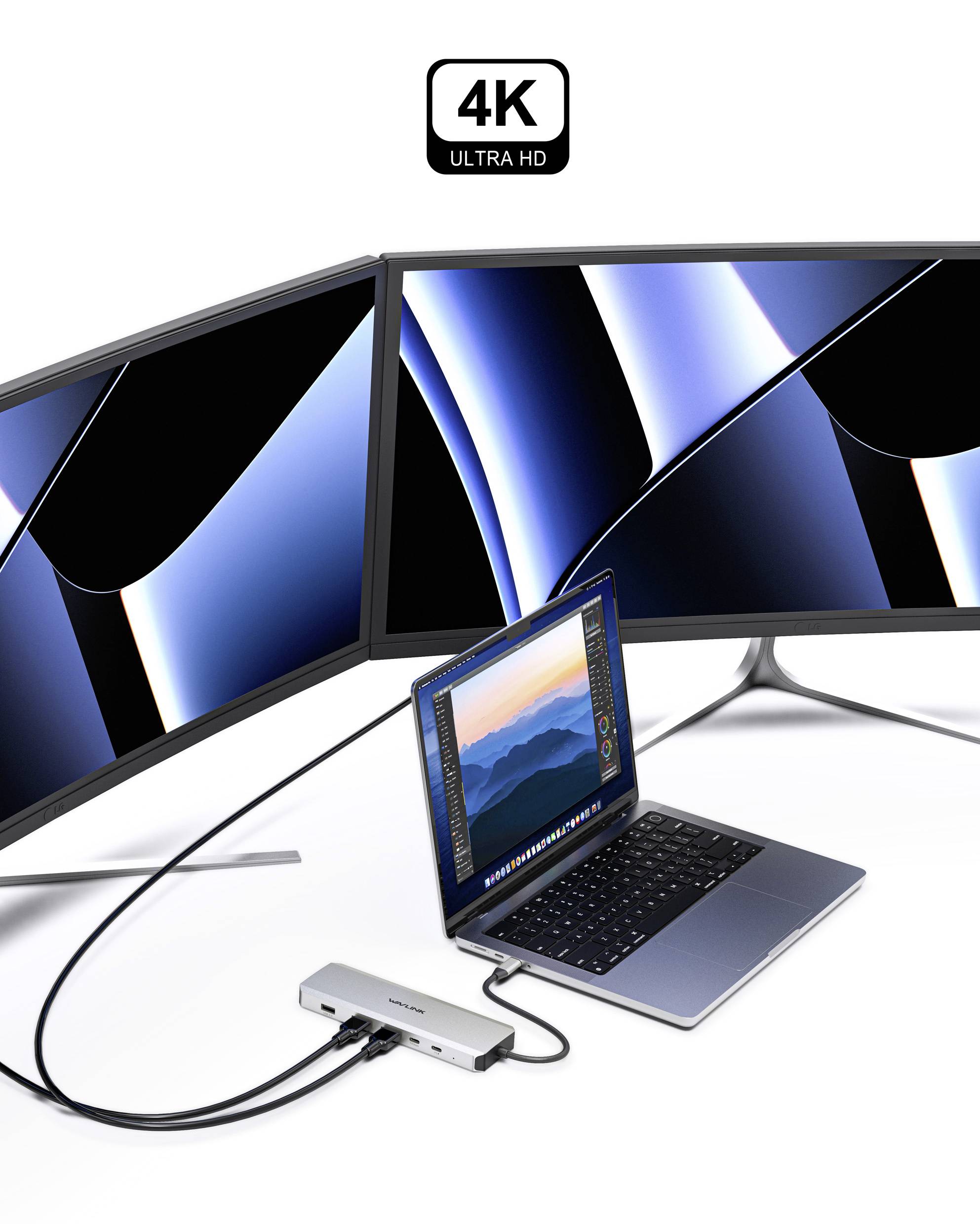 Wavlink USB4® docking station WL-UHP4403 Compatible with (brand): Universal Supports 8K@30 Hz (1x) / 4K@30Hz (2x), USB-C-9