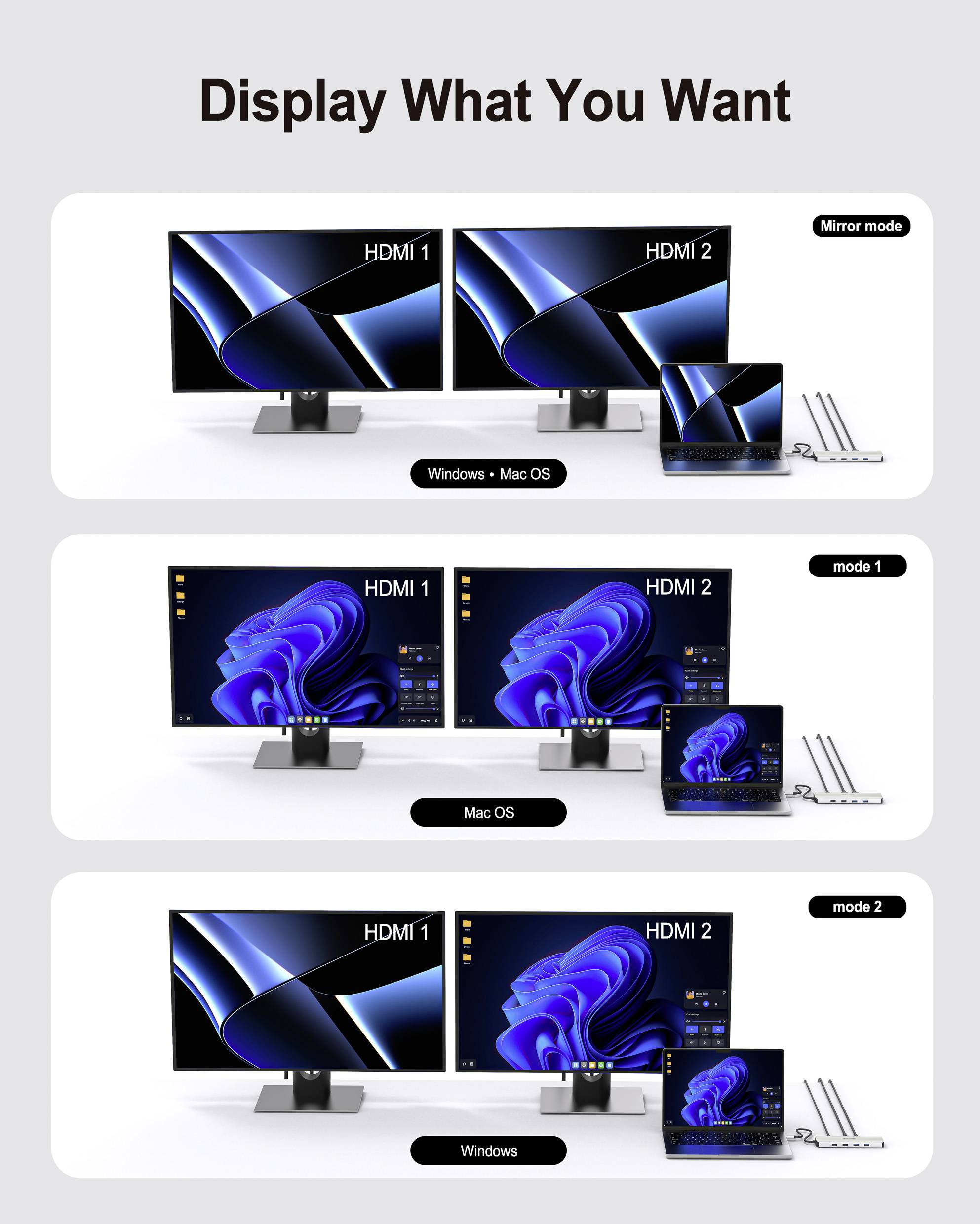 Wavlink USB4® docking station WL-UHP4403 Compatible with (brand): Universal Supports 8K@30 Hz (1x) / 4K@30Hz (2x), USB-C-11