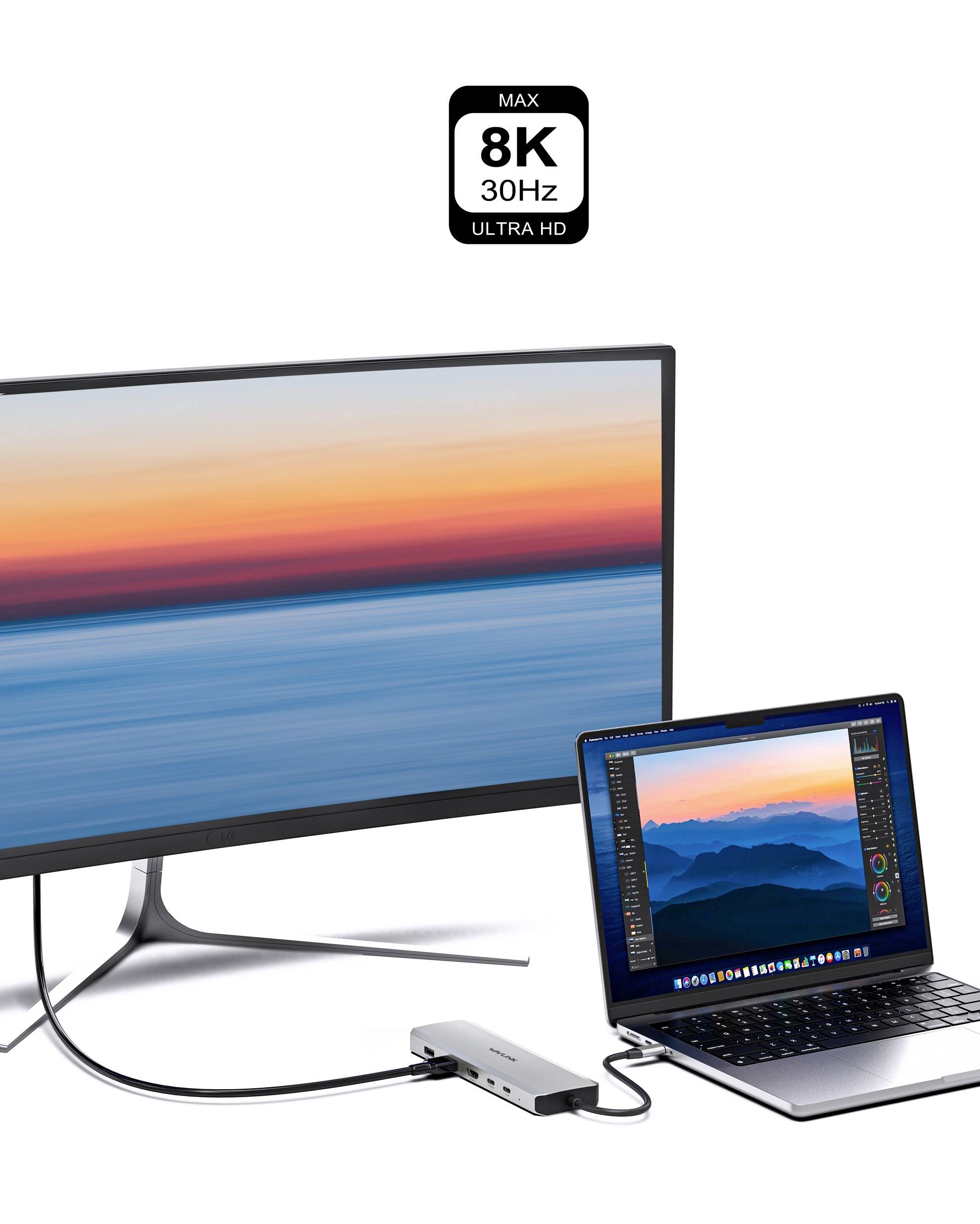 Wavlink USB4® docking station WL-UHP4403 Compatible with (brand): Universal Supports 8K@30 Hz (1x) / 4K@30Hz (2x), USB-C-5