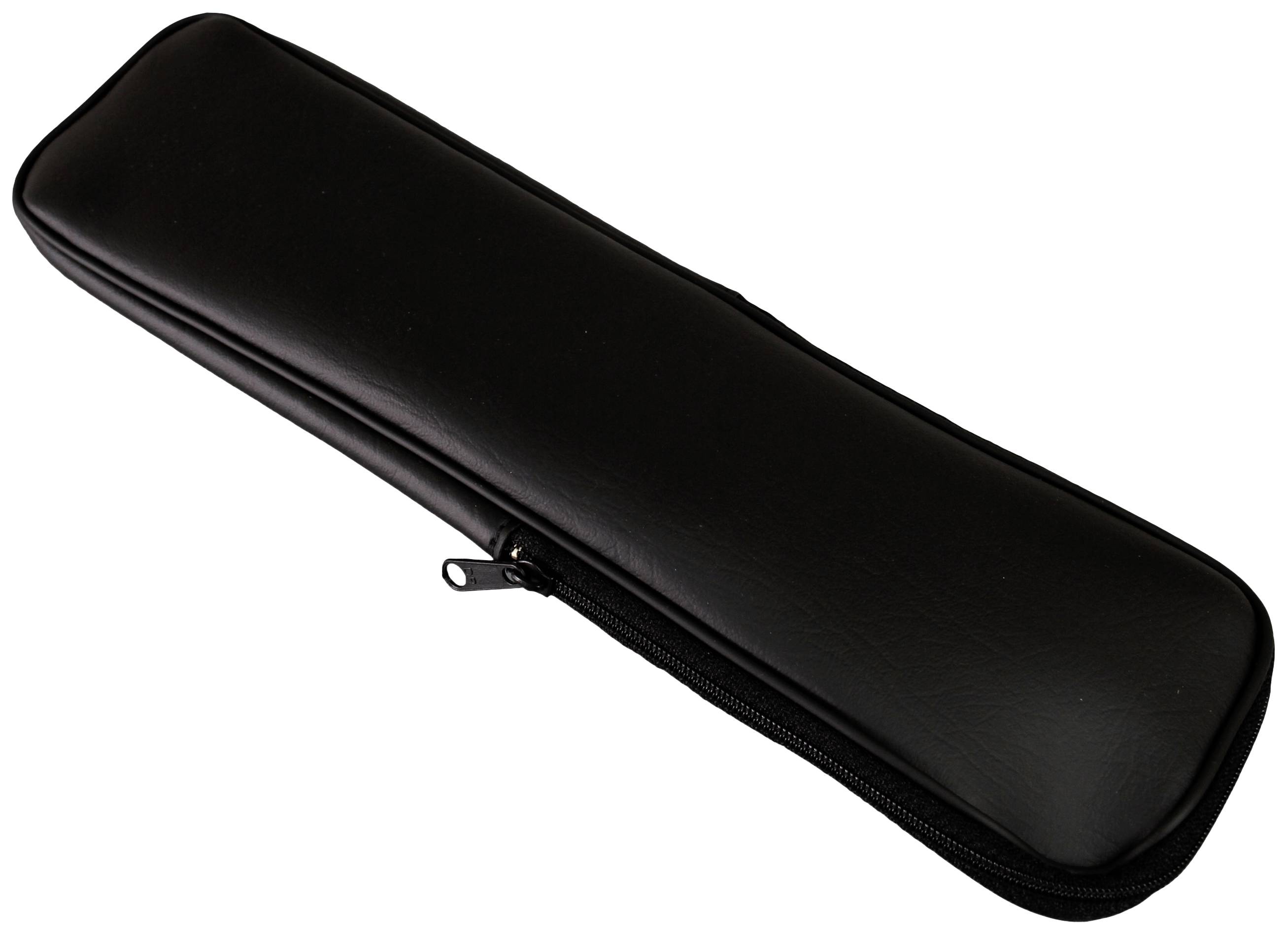 Black, oblong zippered case, suitable for pens or tools.