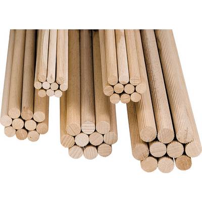 Several grouped, parallel wooden rods of varying thicknesses. They are raw and display grainy textures.